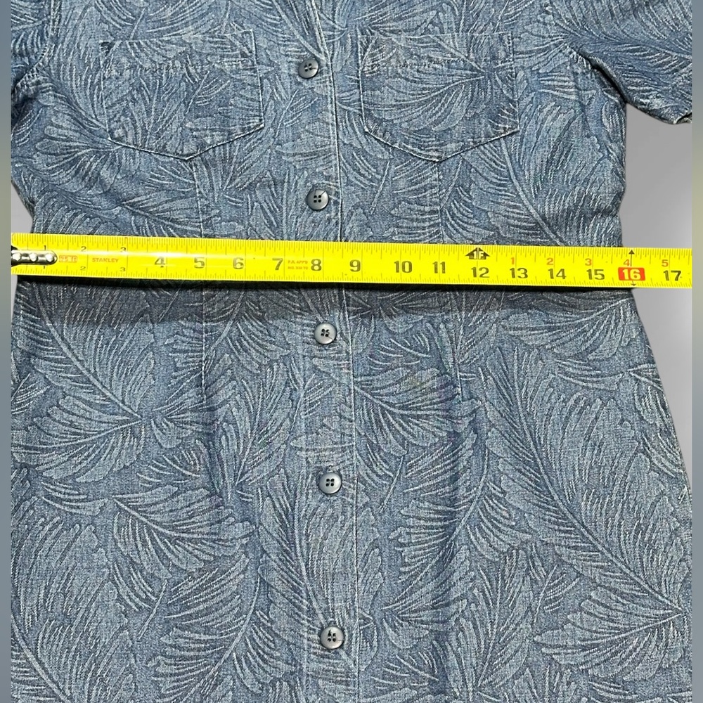 Coldwater Creek Denim Dress Small Floral Print Buttons Long Jean Classic - Picture 3 of 7